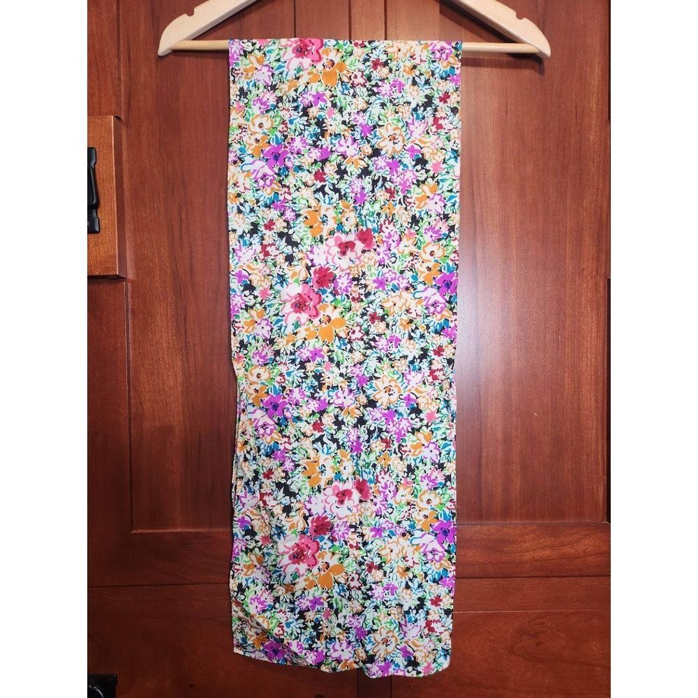 Vintage Multi-Color Floral Print Scarf Abstract Painterly Design Good Condition